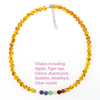 Thumbnail for Baltic Amber Necklace w/ Chakra Stones-for baby & Adult