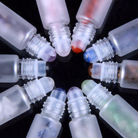 Thumbnail for 10pc/Set Natural Stones with Gemstone Roller Ball Essential Oil Bottles