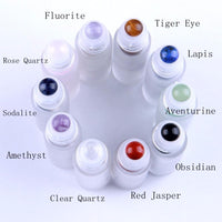 Thumbnail for 10pc/Set Natural Stones with Gemstone Roller Ball Essential Oil Bottles