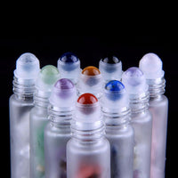 Thumbnail for 10pc/Set Natural Stones with Gemstone Roller Ball Essential Oil Bottles