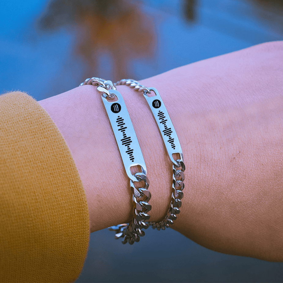 Stainless Steel Custom Spotify Code 'Replay' Bracelet