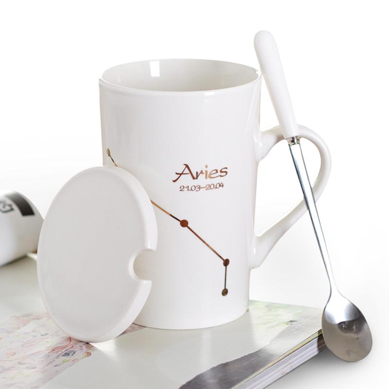 Zodiac Constellation Mug with Stainless Spoon
