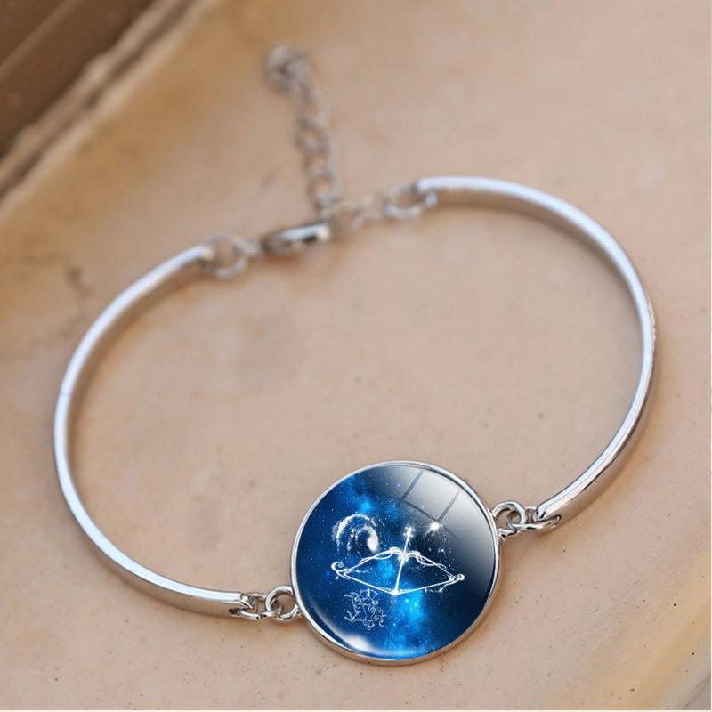 12 Zodiac Sign Bracelet Glass Charm Bracelet