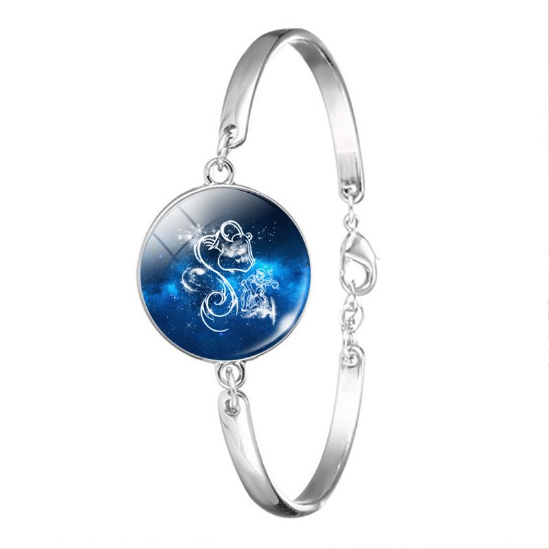 12 Zodiac Sign Bracelet Glass Charm Bracelet