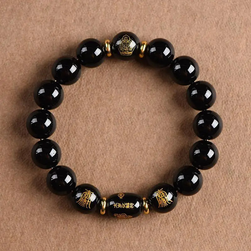 Tai Sui Fortune Guard Obsidian Bracelet