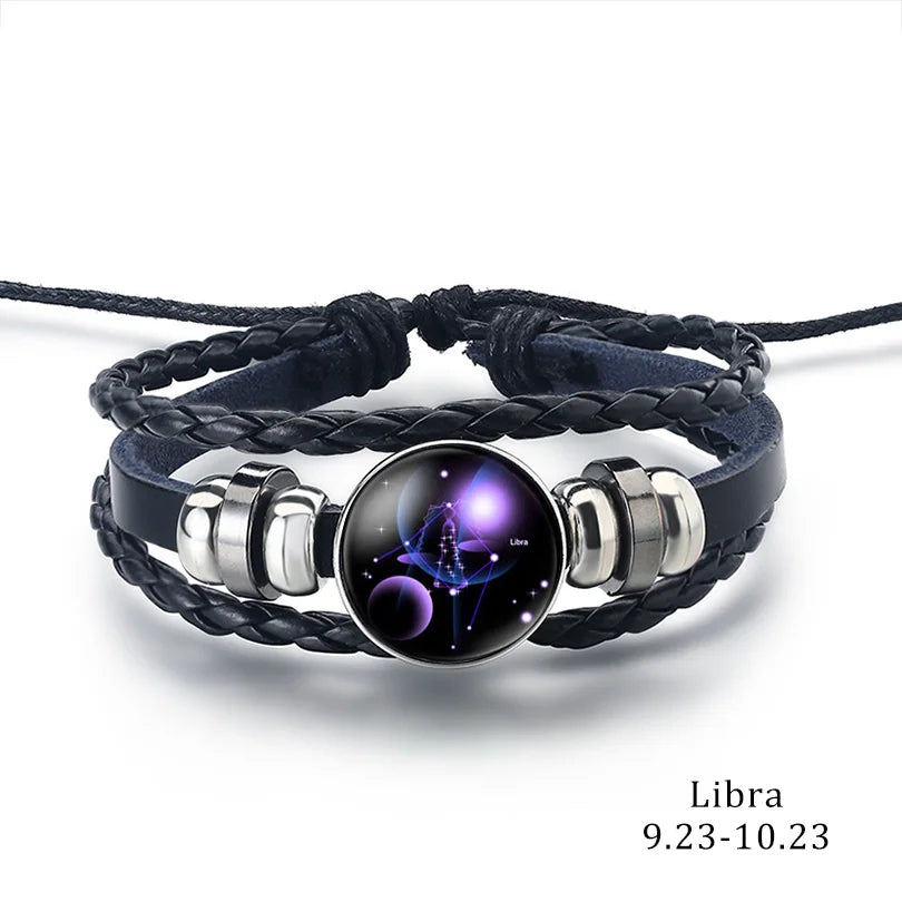 Zodiac Constellations Astrology Spirit Braided Leather Bracelet