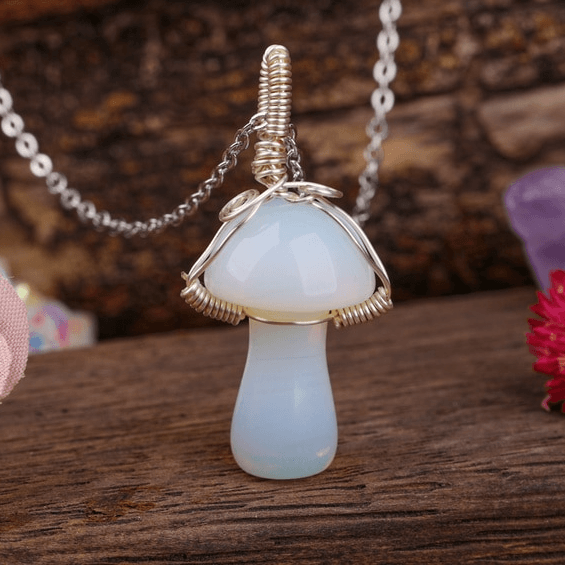 Natural Stone Toad Stool Mushroom Necklace