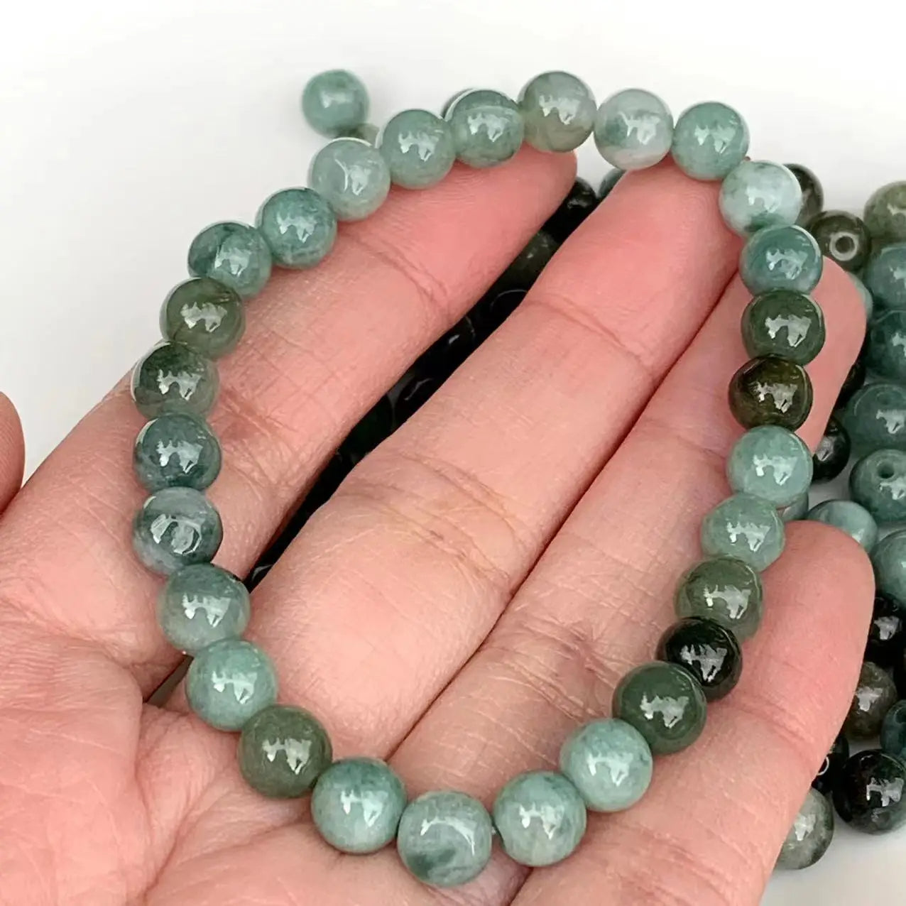 Natural 6mm Burmese Jade Bead Bracelet