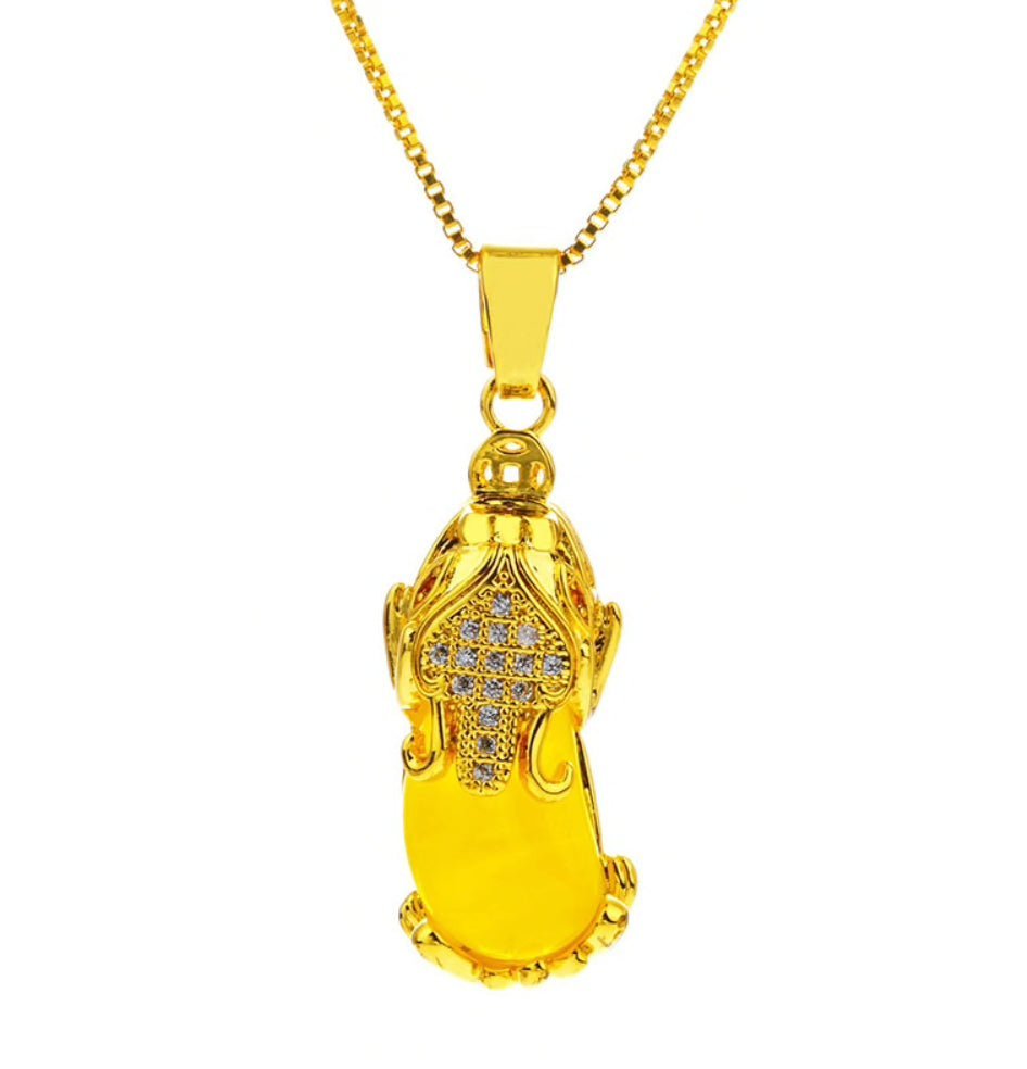 18k Gold Charm Pixiu Wealth Necklace