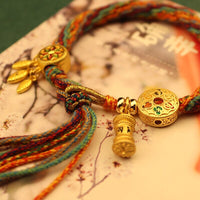 Thumbnail for Sacred Keepsakes: Cotton Mantra Bracelet with Glass Locket and 6 Syllable Charms