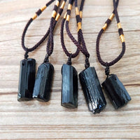 Thumbnail for Natural  Raw Black Tourmaline  Stone SHIELDING Pendant Necklace
