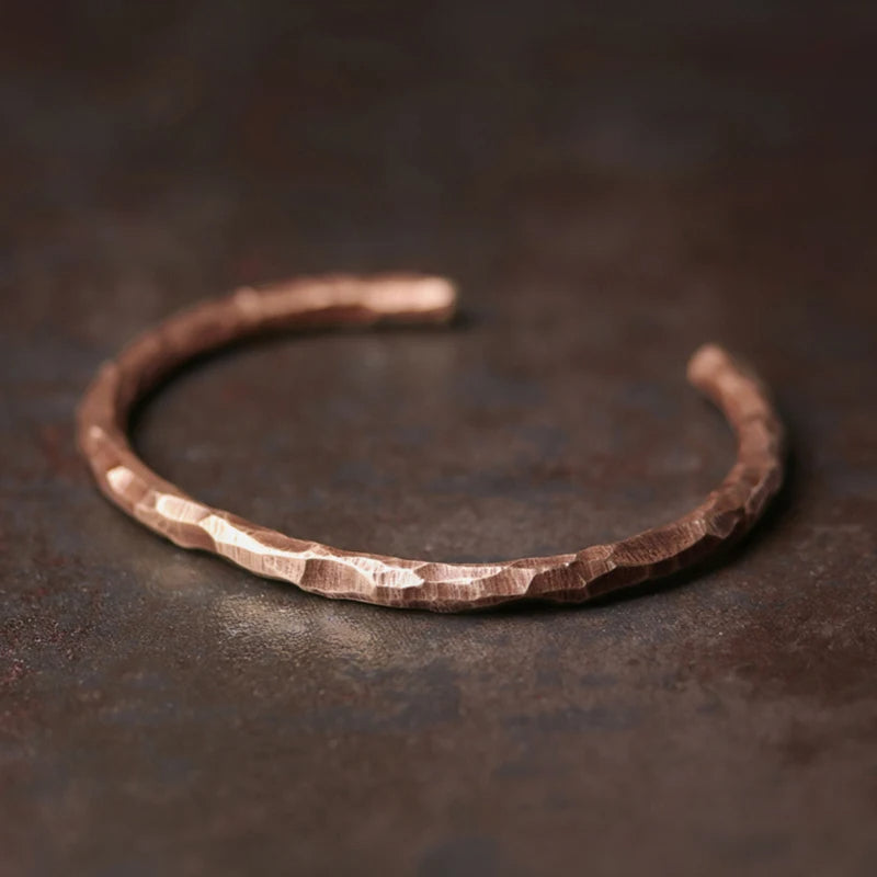 Unisex Tibetan Hand Beaten Polished Copper Bangle