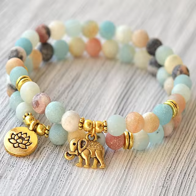 Amazonite Mala Bead Bracelet Set YourSoulPlace.com