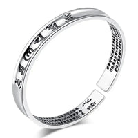 Thumbnail for THAI SILVER 6 Syllable OM & HEART SUTRA SPIRITUAL Bangle