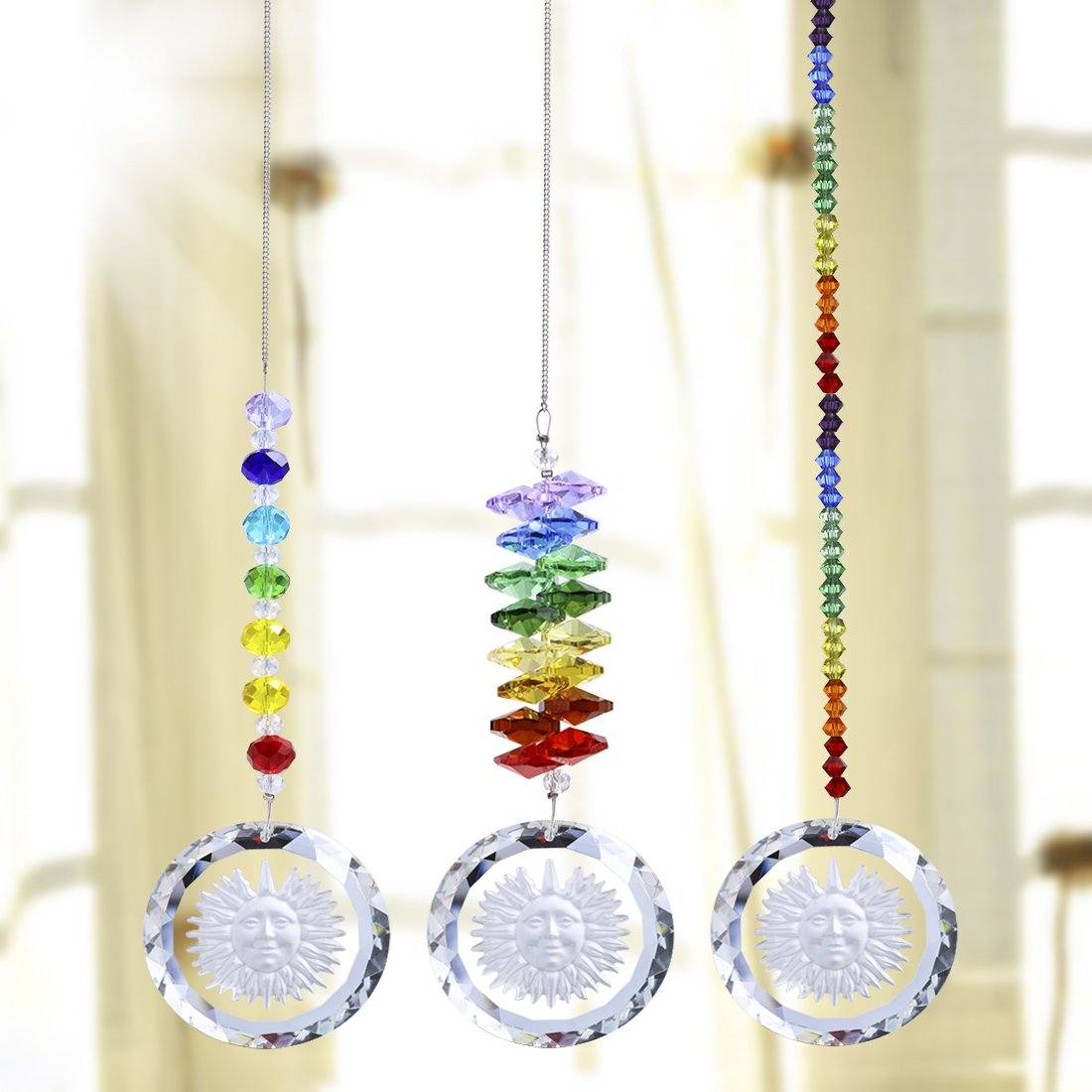 3 PCS/Set Chakra Suncatcher with Sunflower Pendant