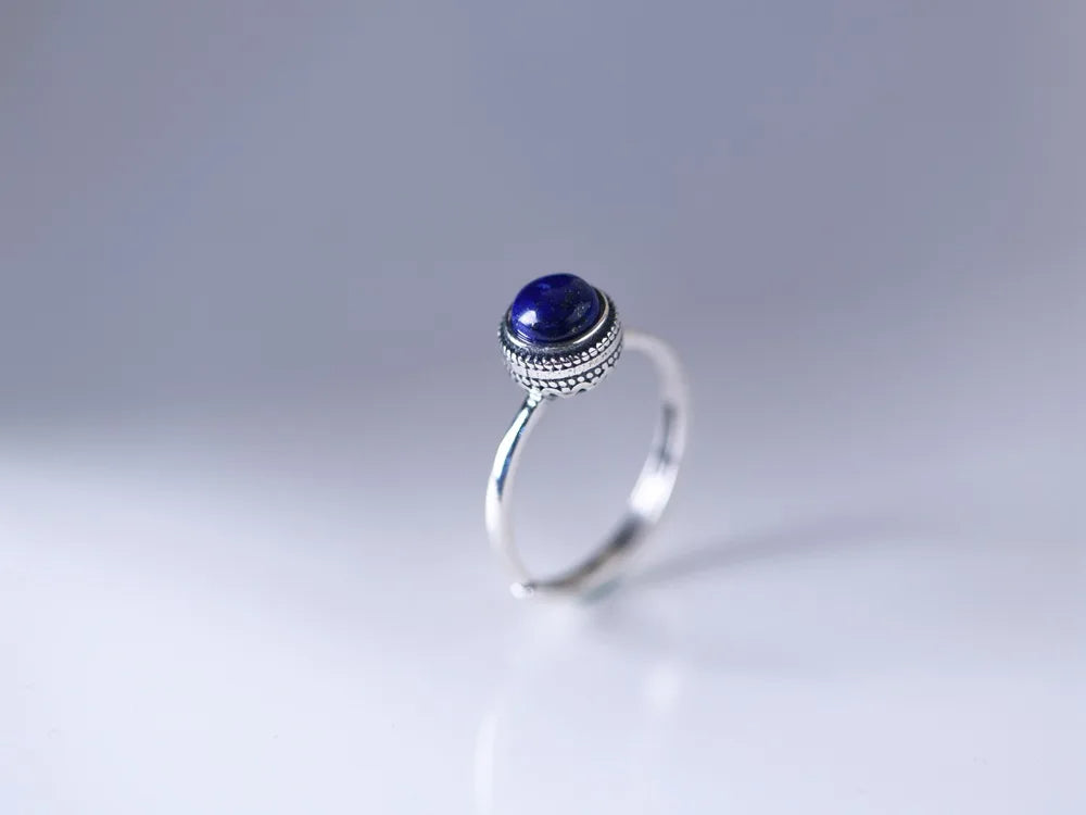 925 Sterling Silver Lapis Lazuli Stone Ring YourSoulPlace