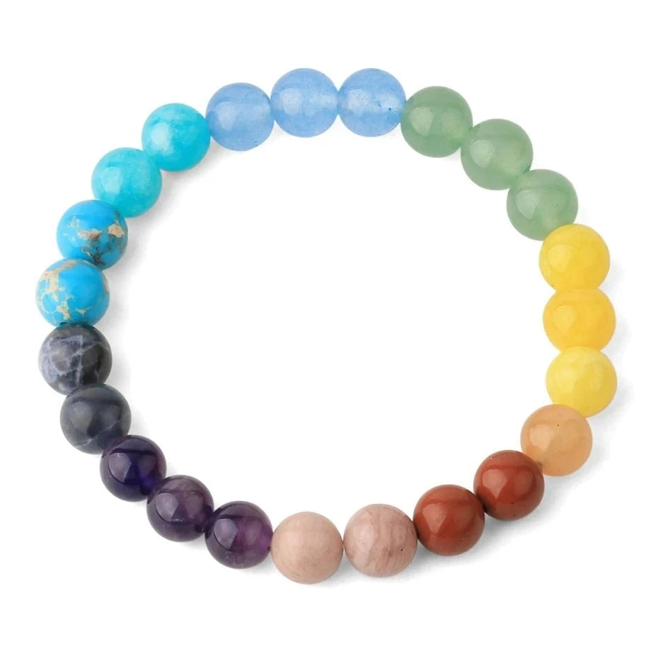 Luscious New 7 CHAKRA Natural Stone Bracelets- 8,10 & 12mm Beads