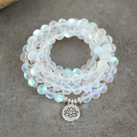 Thumbnail for 108 Moonlight Crystal White Matte Beads Mala Bracelet YourSoulPlace.com