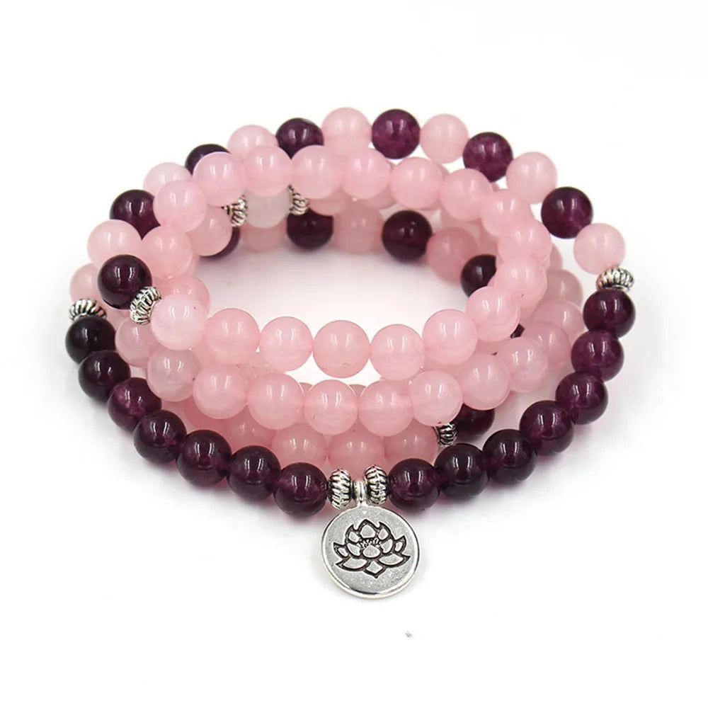 Rose Quartz & Amethyst Mala Prayer YourSoulPlace.com