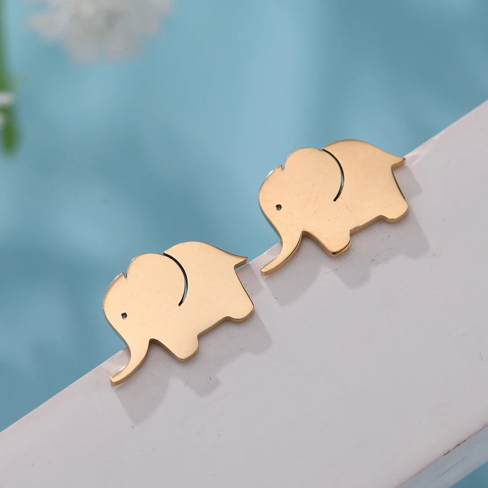 Dainty Elephant Stud Earrings