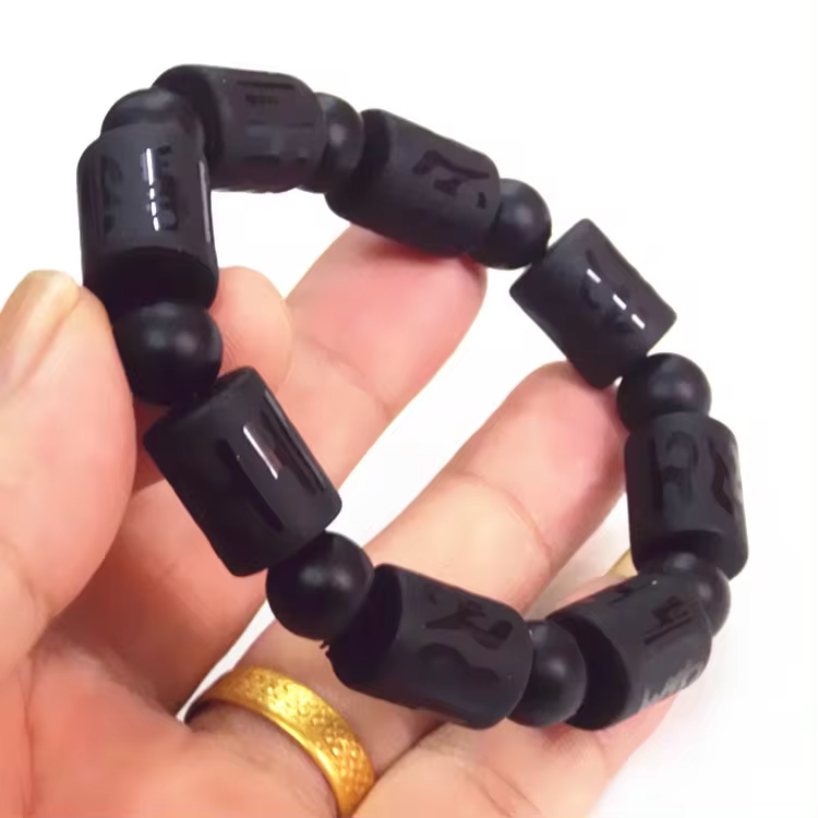 Natural Matte Obsidian Stones Energy Healing Mantra Bracelet YourSoulPlace.com