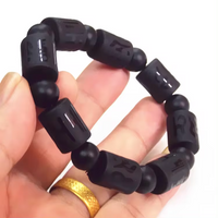 Thumbnail for Natural Matte Obsidian Stones Energy Healing Mantra Bracelet YourSoulPlace.com