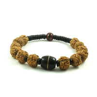 Thumbnail for Natural Coconut shell Rudraksha Tiger eye Beads Bracelet