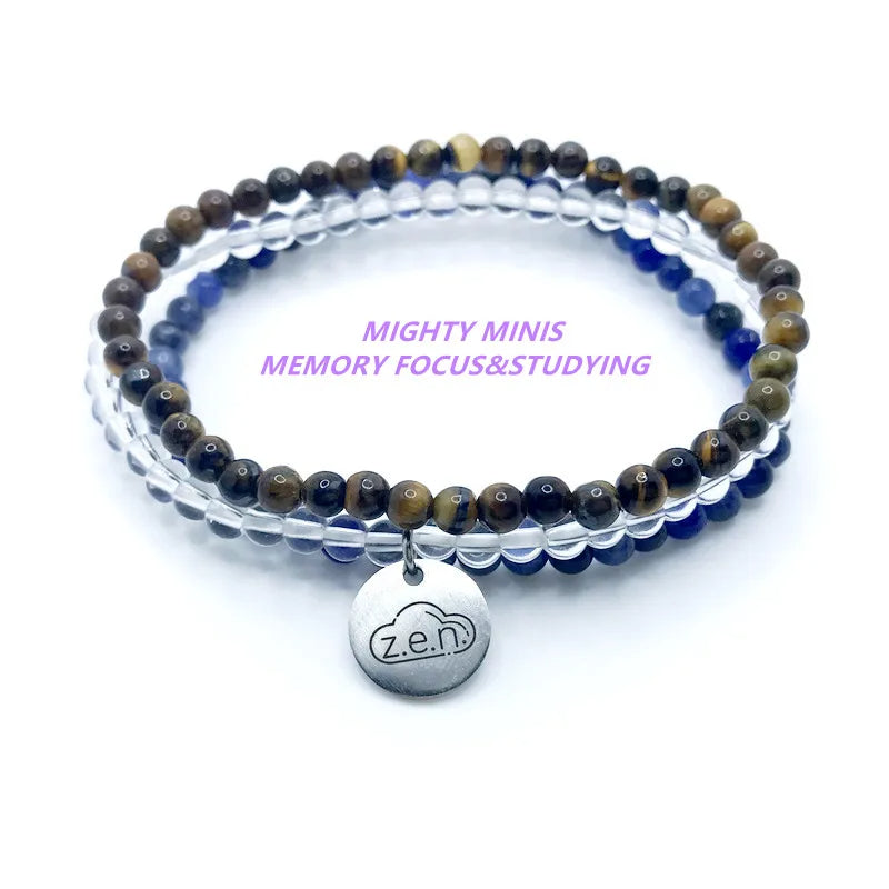 ANTI-ANXIETY & STRESS MINIS' -Chrysanthemum Stone,Blue Lace Agate & Tourmaline - 3/pc  *MIGHTY MINIS*  Healing Energy Stone Bracelets YourSoulPlace