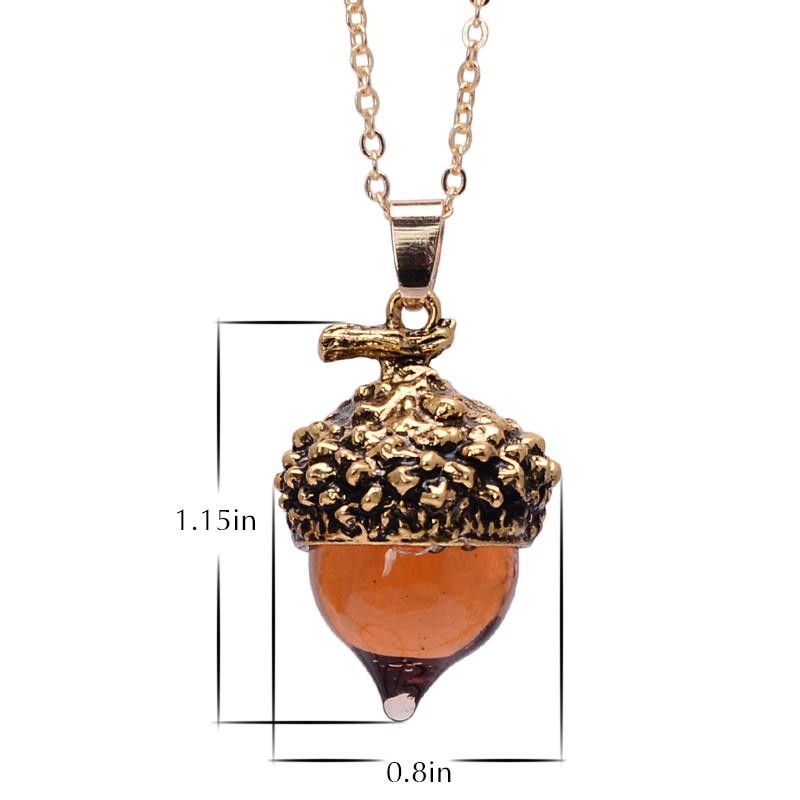 Glass Acorn Water Drop Spiritual Growth Pendant Necklace