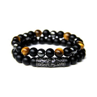 Thumbnail for Men's 2 pc Onyx with Botswana Agate/ Tiger Eye/ Hematite  GROUNDING Bracelet Set