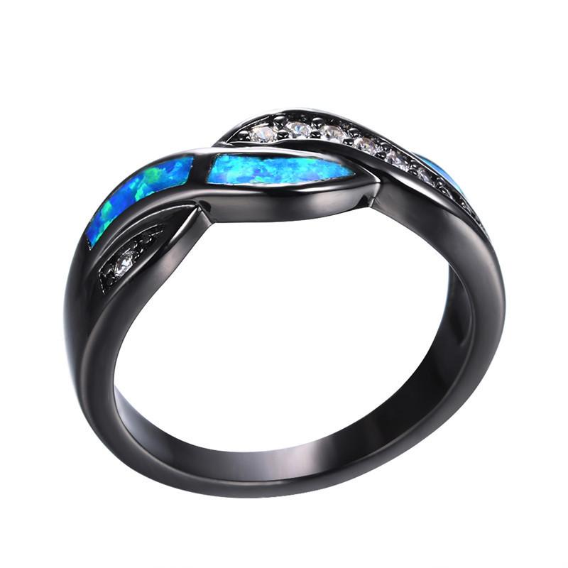 Blue Fire Opal  Cross Ring