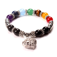 Thumbnail for 7 Chakra Stone Healing Heart Charm Bracelet