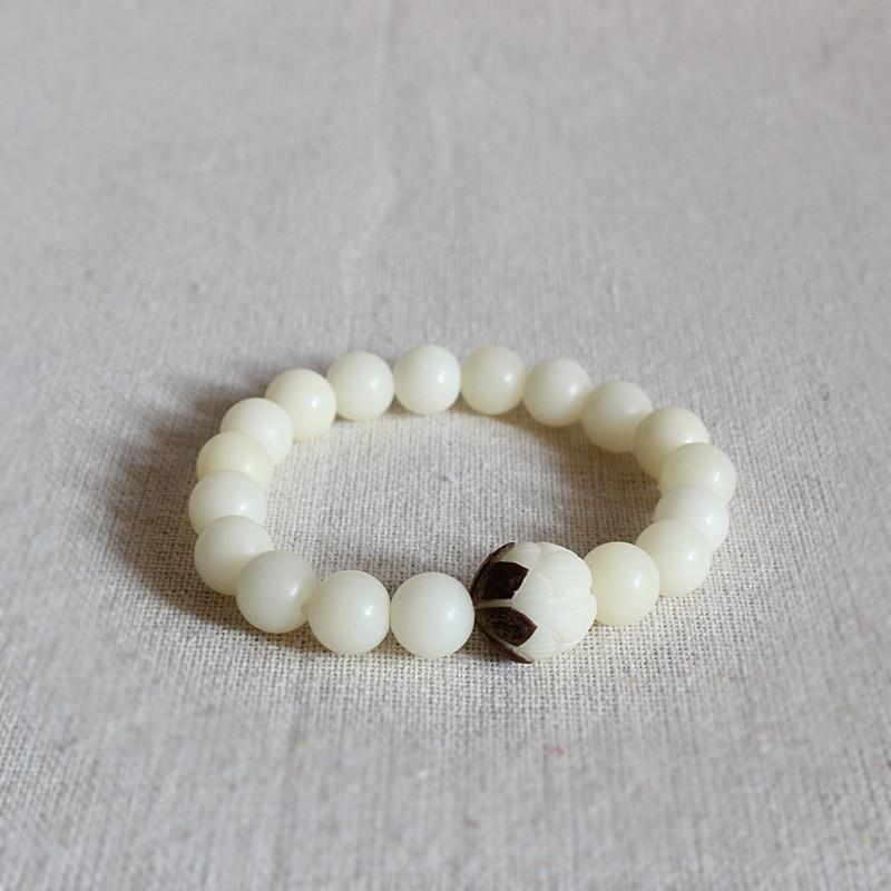 10 mm White Bodhi Seeds Bracelet