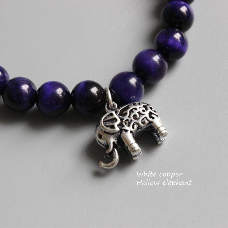 Purple Violet Stone Beads Elephant Luck Bracelet