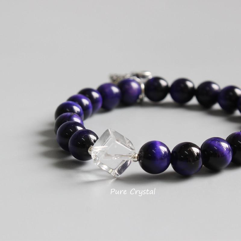 Purple Violet Stone Beads Elephant Luck Bracelet