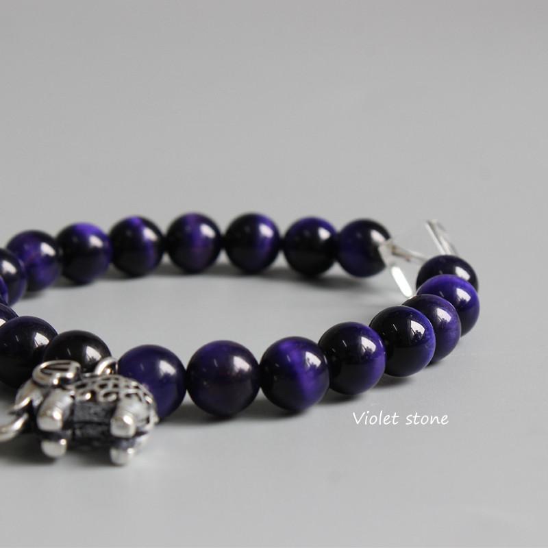 Purple Violet Stone Beads Elephant Luck Bracelet