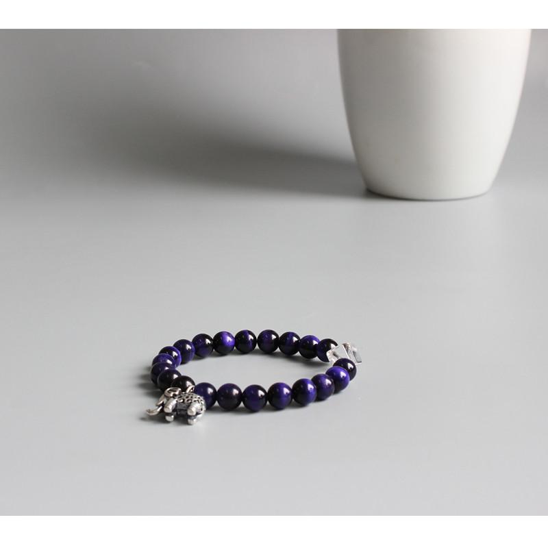 Purple Violet Stone Beads Elephant Luck Bracelet