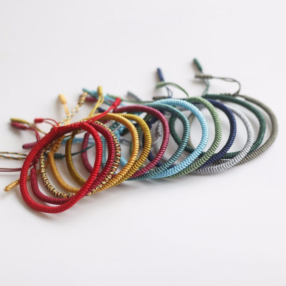 Tibetan Buddhist Tied Lucky Knot Bracelet -15 Plain Knot Colors