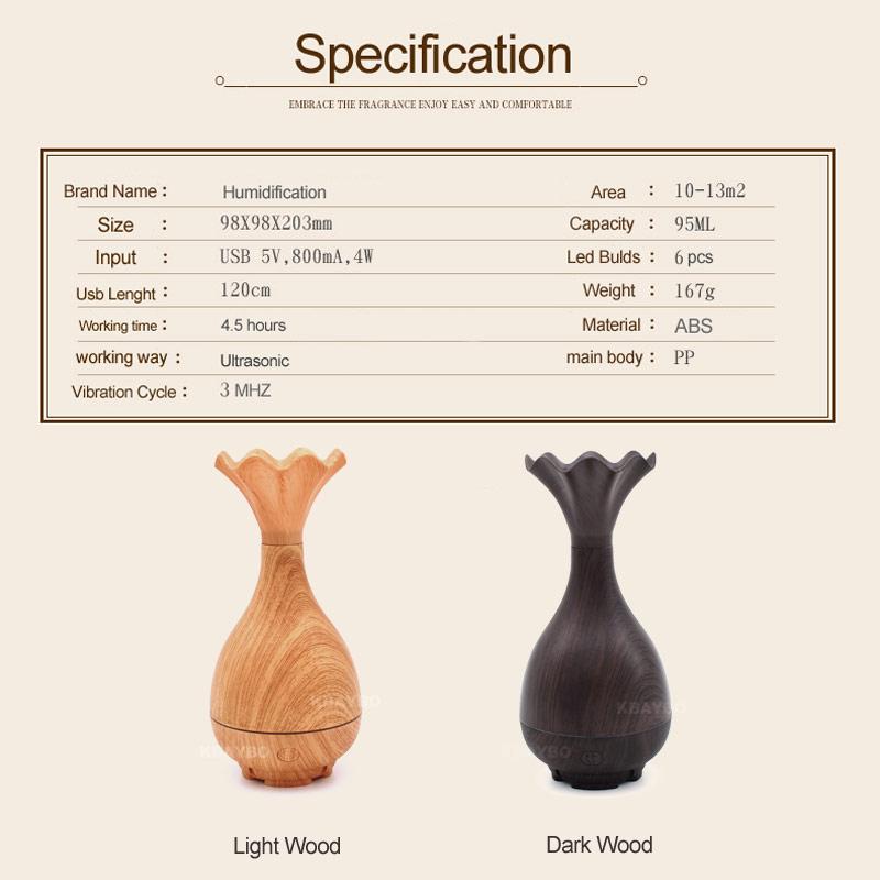 Wood Grain Magic Bottle Aromatherapy Essential Oil Diffuser and Humidifier