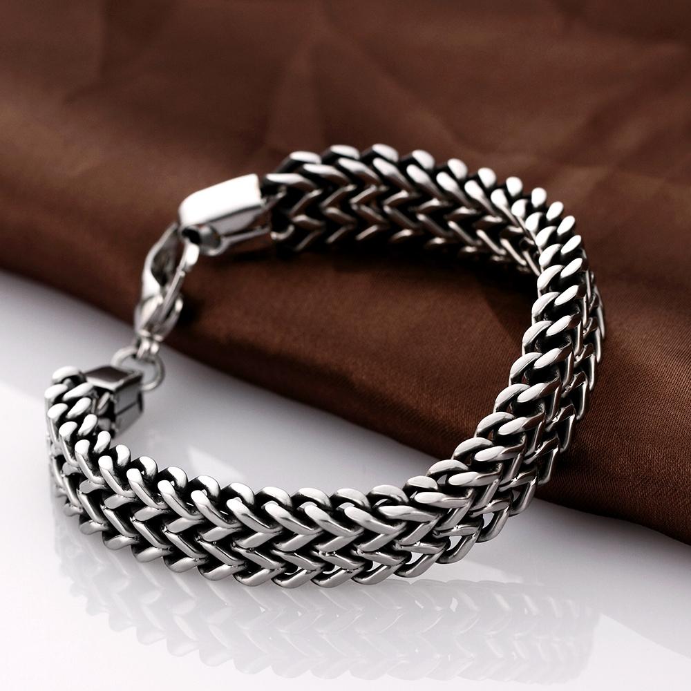 Double Snake Link Mens Stainless Steel Bracelet