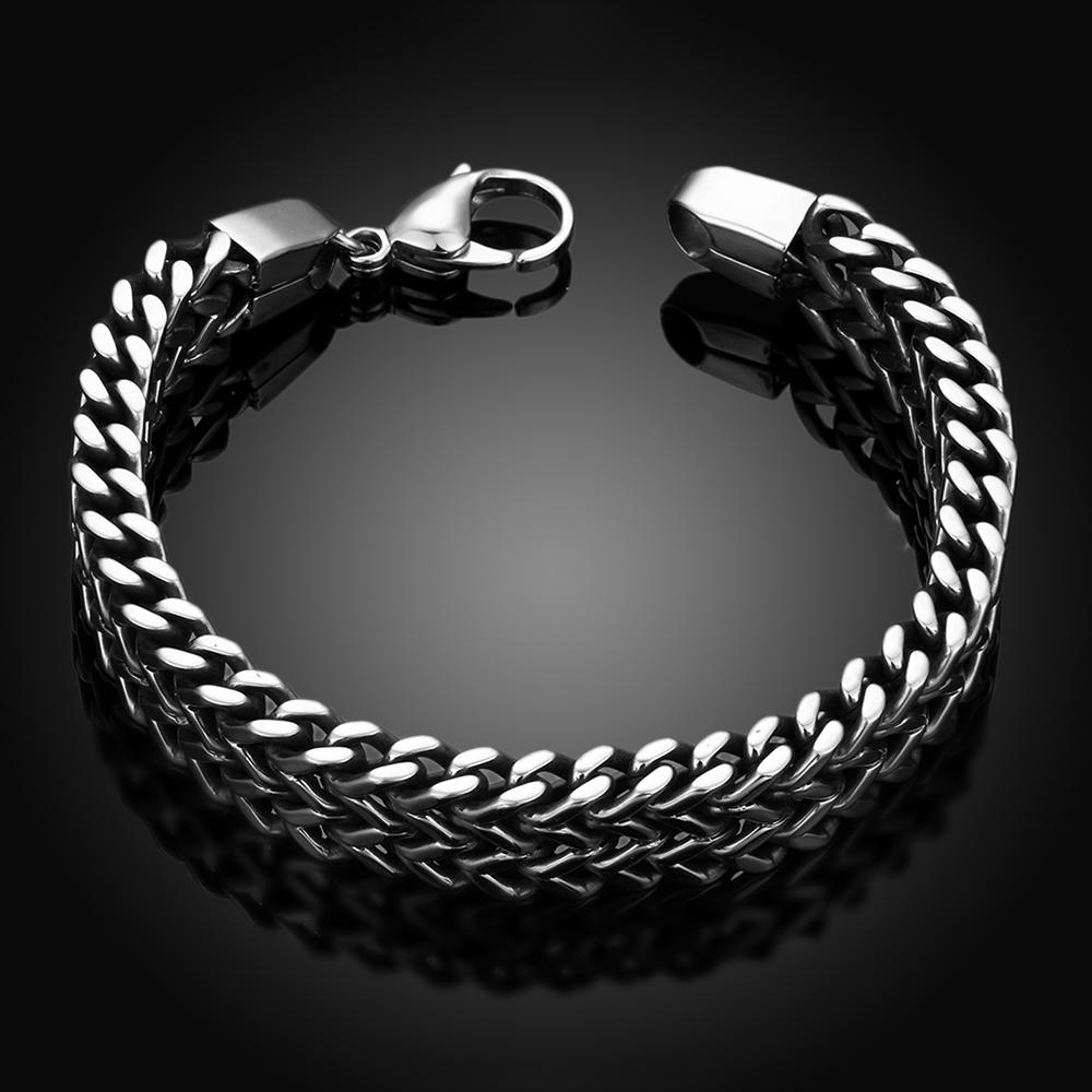 Double Snake Link Mens Stainless Steel Bracelet