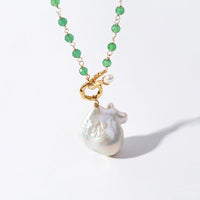 Thumbnail for Green Onyx Baroque Pearl Necklace