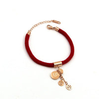 Thumbnail for 18k Plated Rose Gold Titanium Steel MONEY GOURD Red Rope Bracelet- No Fading!