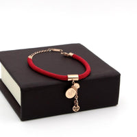 Thumbnail for 18k Plated Rose Gold Titanium Steel MONEY GOURD Red Rope Bracelet- No Fading!