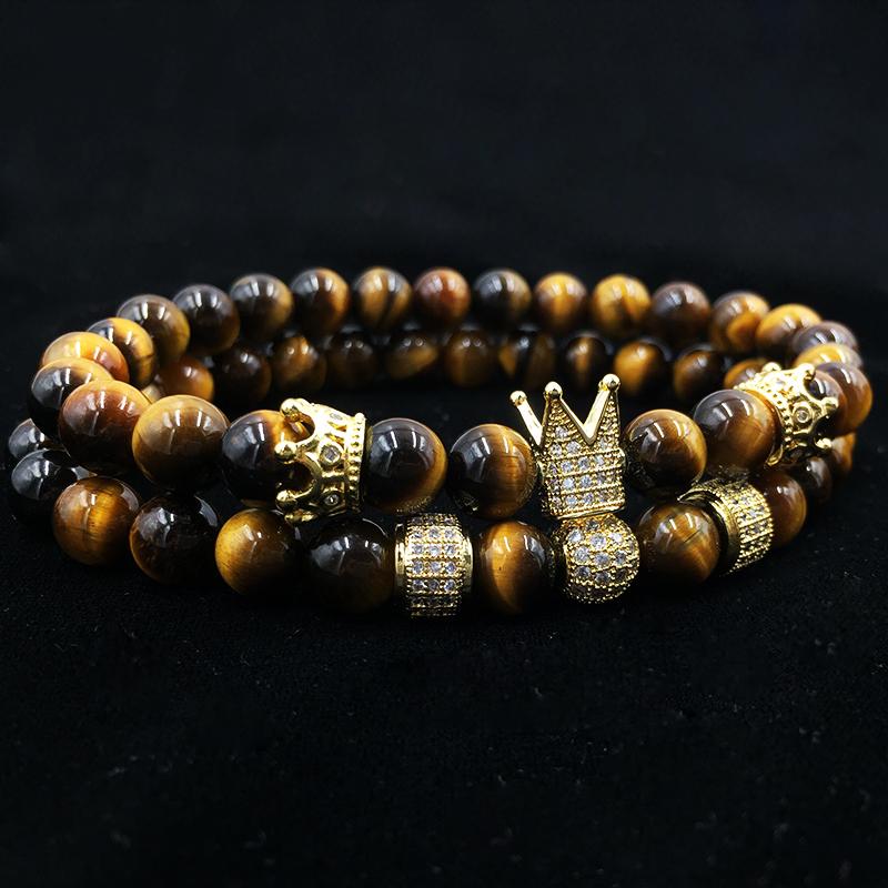 2 pcs  Luxury Natural Tiger Eye Stone Bracelets