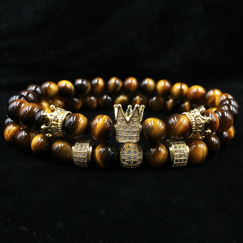 2 pcs  Luxury Natural Tiger Eye Stone Bracelets