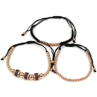 Thumbnail for Luxury 3pc CZ & Copper Bead Bracelet Set- Silver, Gold, Rose & Black Options