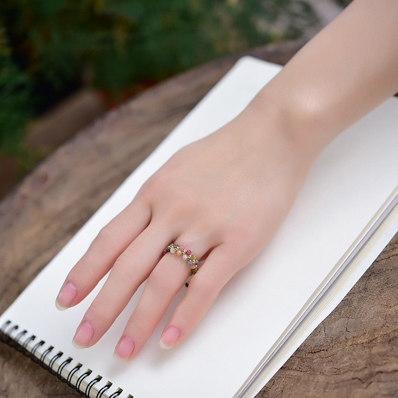 Natural Rainbow Tourmaline Ring