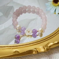 Thumbnail for Boho Natural Amethyst & Rose Quartz 'PURIFYING' Bracelet