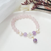 Thumbnail for Boho Natural Amethyst & Rose Quartz 'PURIFYING' Bracelet